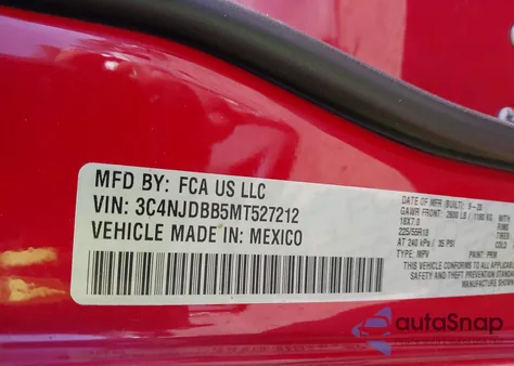 2021 Jeep Compass Altitude 4X4 из США, поврежденный, VIN 3C4NJDBB5MT527212